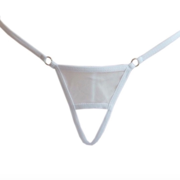 WHITE Open Crotch Micro Bikini Thong Erotic G-string - Waist is 26" to 36" - Picture 1 of 3
